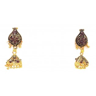 Golden Oxidized Women Earring Jhumka Jhumki Jewelry Drop PushBack Classy Gift 79